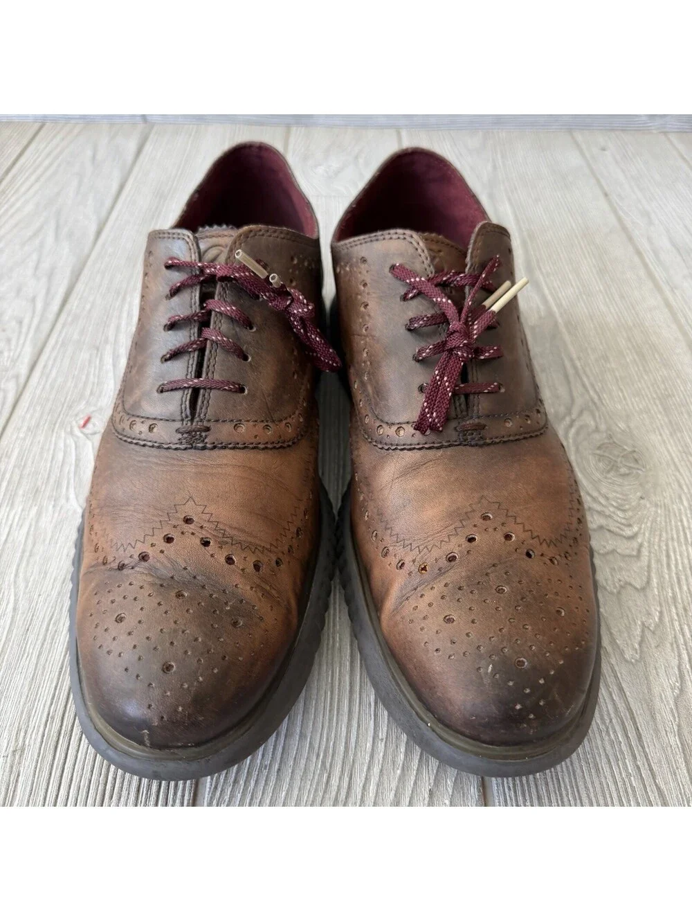 Cole Haan Grand.OS ZeroGrand Wingtip Oxford Brown Leather Shoes Men’s 10.5
